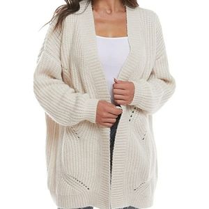 XL Open Front Chunky Oversized Knit Cardigan Batwing Sleeve